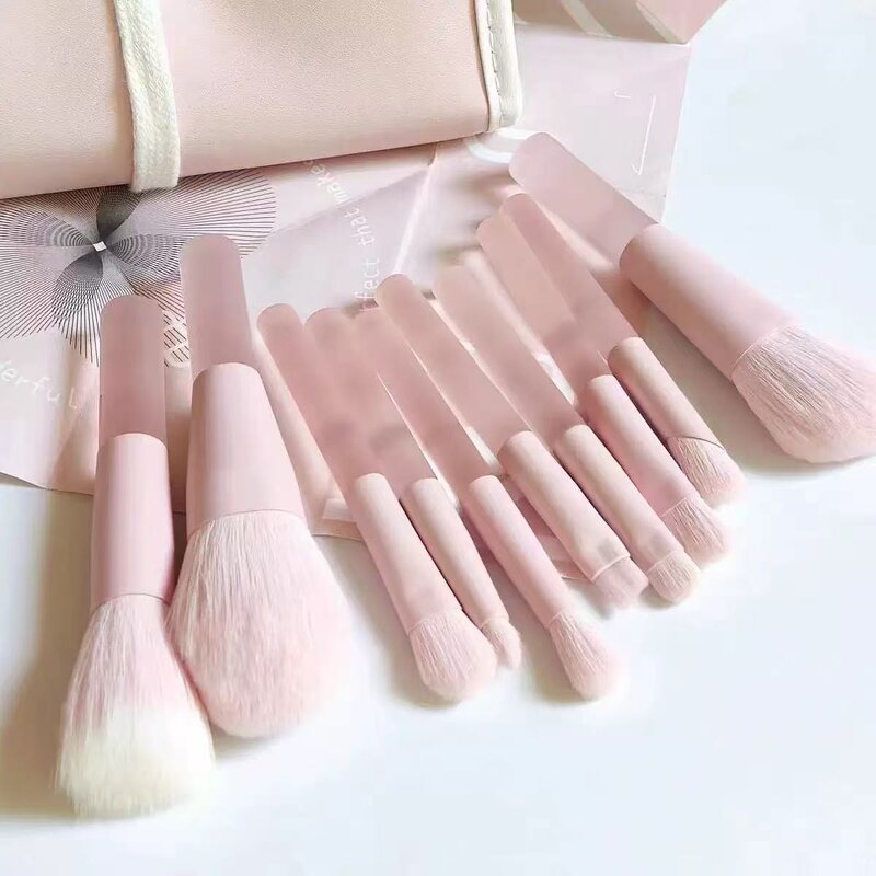 10 Pcs Makeup Brush Set - Hot Selling Peach Pink Mini Eye Paint Cosmetic Bag