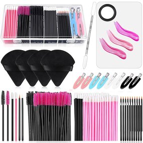 Disposable Makeup Tools Kit - Mascara Wands Lipstick Eyeliner Brush Powder Puff