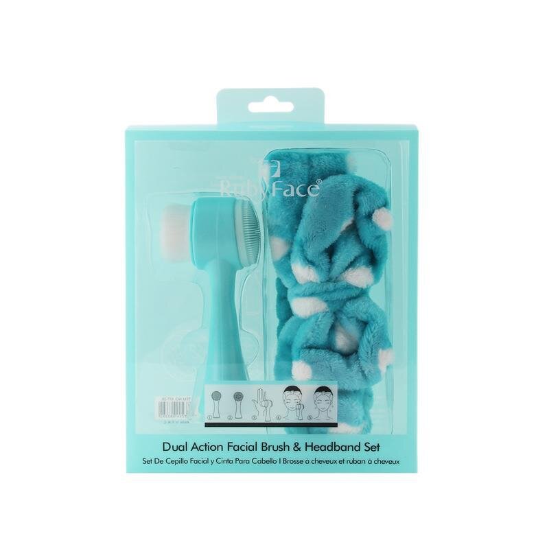 Double Sided Facial Cleansing Brush - Portable Plastic Silicone Fiber Sponge Set