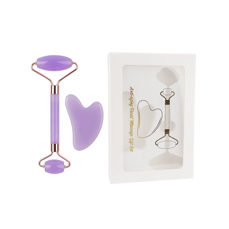 Black Jade Roller Gua Sha Set - Skincare Crystals Face Lifting Massage Tool