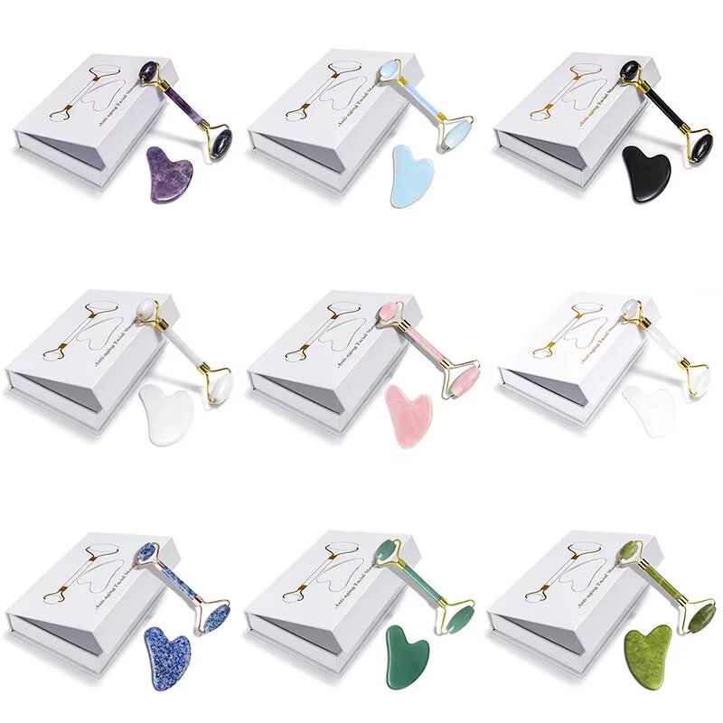 Jade Roller Gua Sha Set - OEM ODM Private Logo Facial Stone Massager