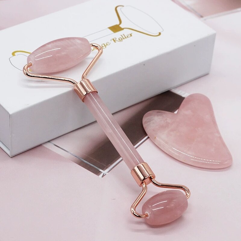 Natural Quartz Jade Roller - Anti Wrinkles Facial Body Care Gua Sha Tool