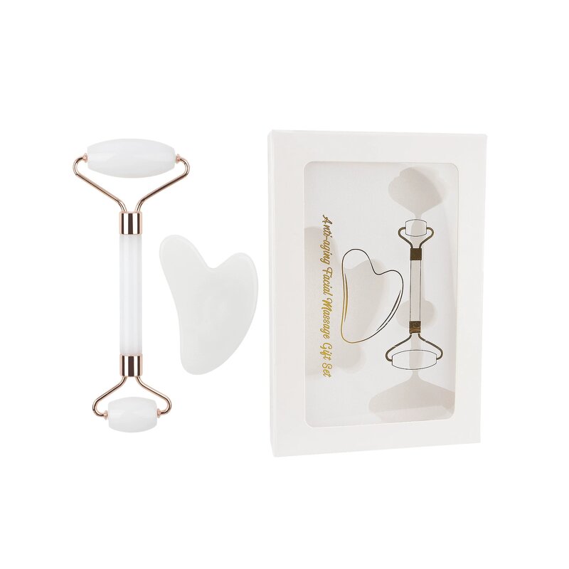 Black Jade Roller Gua Sha Set - Skincare Crystals Face Lifting Massage Tool