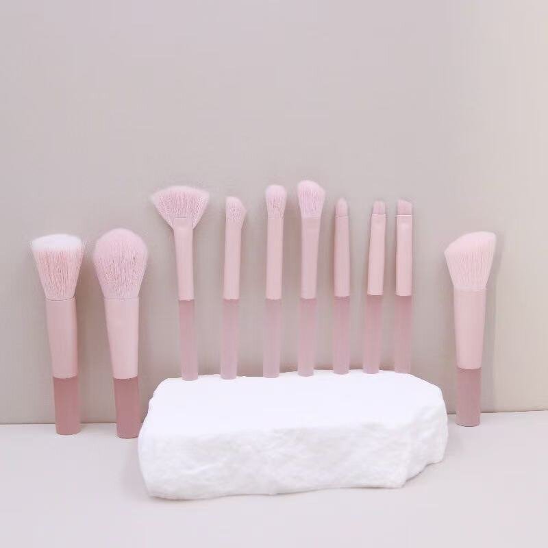 10 Pcs Makeup Brush Set - Hot Selling Peach Pink Mini Eye Paint Cosmetic Bag