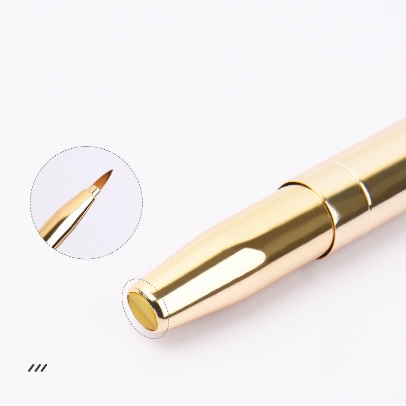 Crescent Foundation Brush - Mini Portable Wooden Handle Flat Synthetic Hair