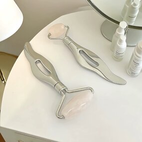 Natural Crystal Massage Stone - Hot Pink Purple White Oval Spa Compress Tool