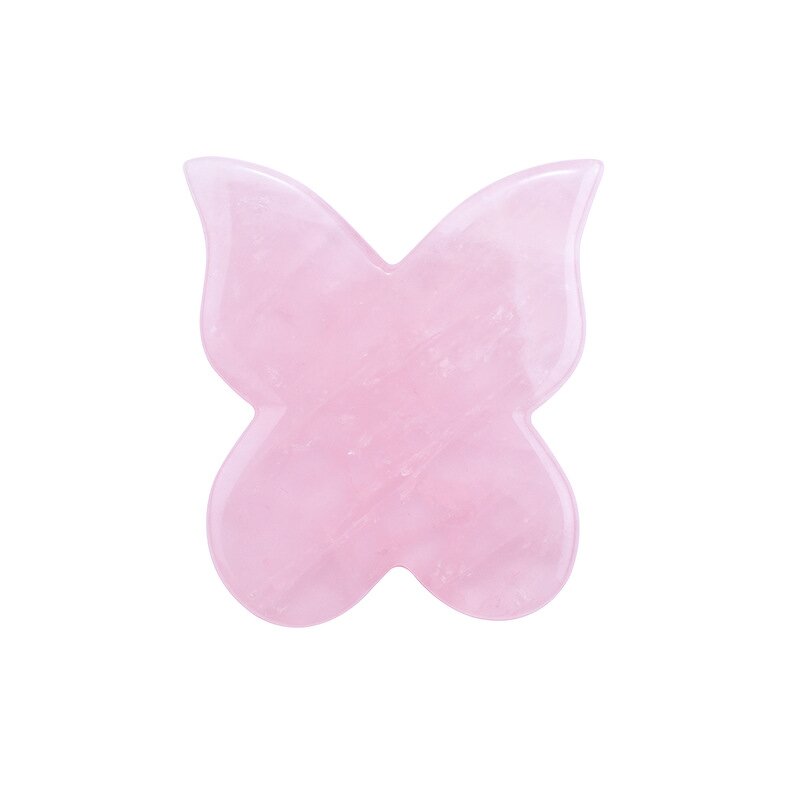 Rose Quartz Gua Sha Stone - SFM Butterfly Facial Therapy Scraping Tool