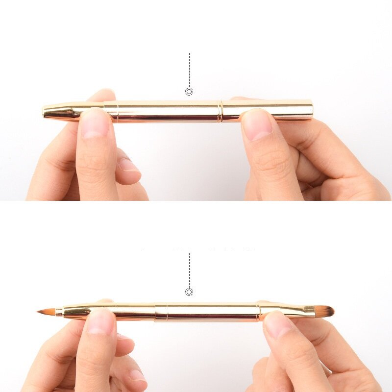 Crescent Foundation Brush - Mini Portable Wooden Handle Flat Synthetic Hair