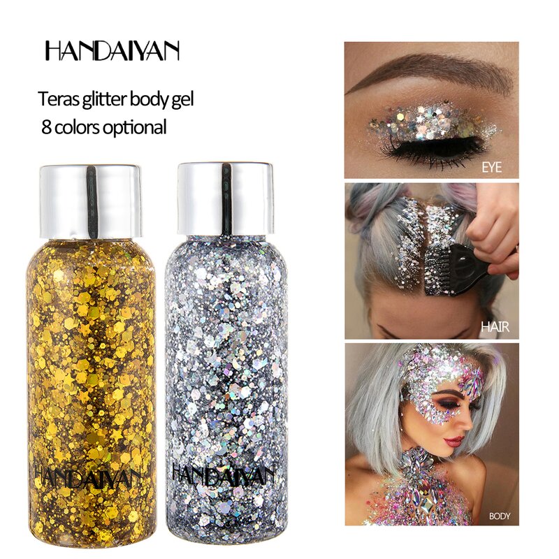 Body Glitter Gel Manufacturer - HANDAIYAN for Nail Hair Face Flash Heart Gold Silver