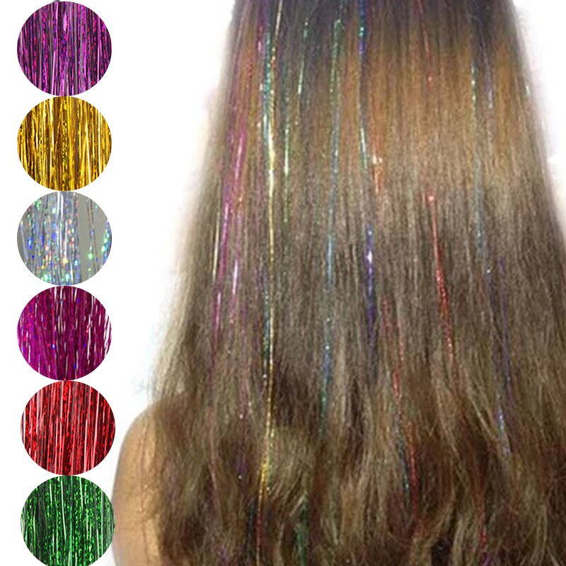 Hair Tinsel Manufacturer - 16 Colors 93cm Holographic Glitter Sparkle 120Strands