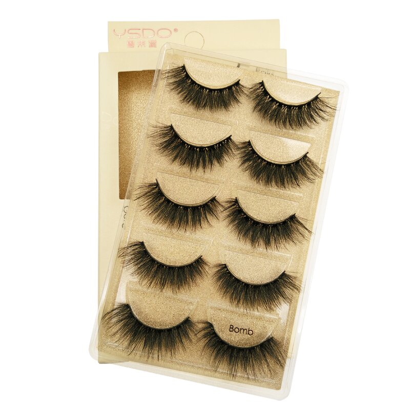 False Eyelashes Manufacturer - 5 Pairs Natural Long Full Strip Mink Thick 3d
