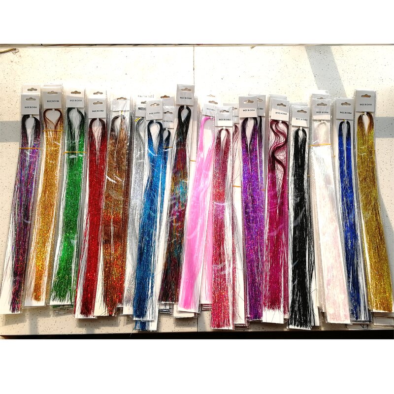 Hair Tinsel Manufacturer - 16 Colors 93cm Holographic Glitter Sparkle 120Strands