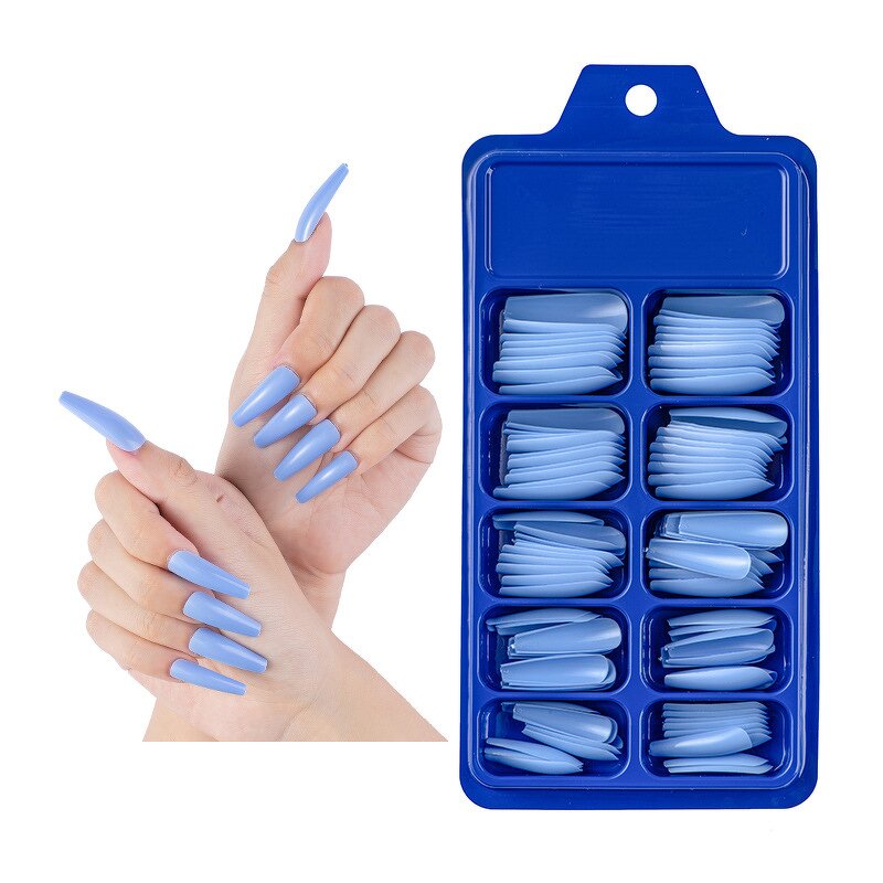 False Nail Tips Manufacturer - 100Pcs Solid Color Matte Acrylic Ballerina Full Cover