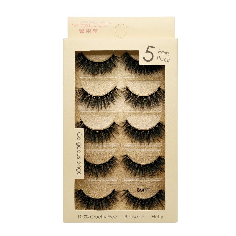 False Eyelashes Manufacturer - 5 Pairs Natural Long Full Strip Mink Thick 3d