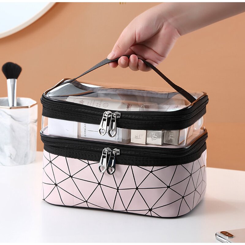 Cosmetic Bag Manufacturer - Multifunction Double Transparent Big Capacity Travel Makeup
