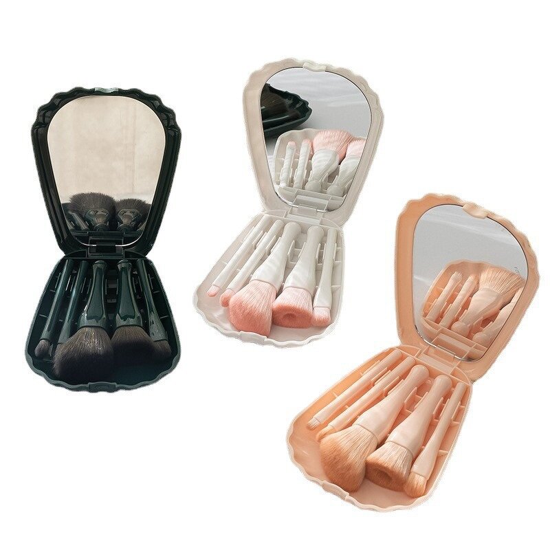 Makeup Brushes Set Manufacturer - 5Pcs Shell with Mirror Powder Eyeshadow Highlighter
