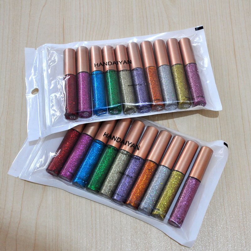 Liquid Eyeliner Set Manufacturer - HANDAIYAN 10pcs Shimmer Pigment Silver Gold