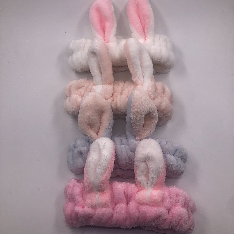 Headband Manufacturer - Women's Cute Rabbit Ears Coral Fleece Plush Spa for Shower