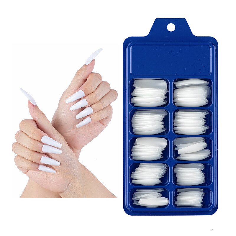False Nail Tips Manufacturer - 100Pcs Solid Color Matte Acrylic Ballerina Full Cover