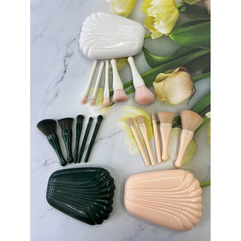 Makeup Brushes Set Manufacturer - 5Pcs Shell with Mirror Powder Eyeshadow Highlighter