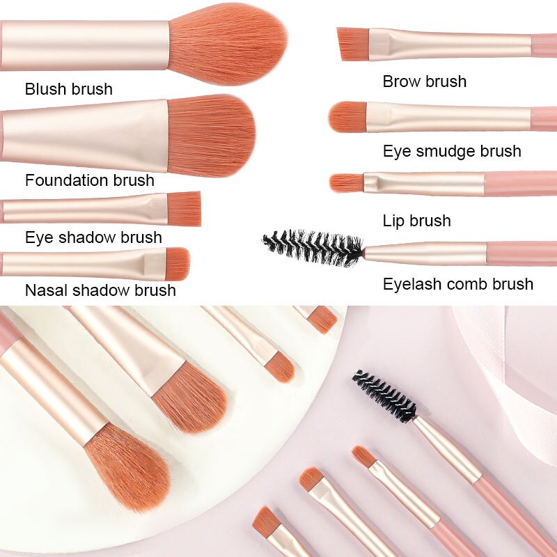 Makeup Brushes Set Manufacturer - Mini 8Pcs Travel Portable Soft Concealer Brush