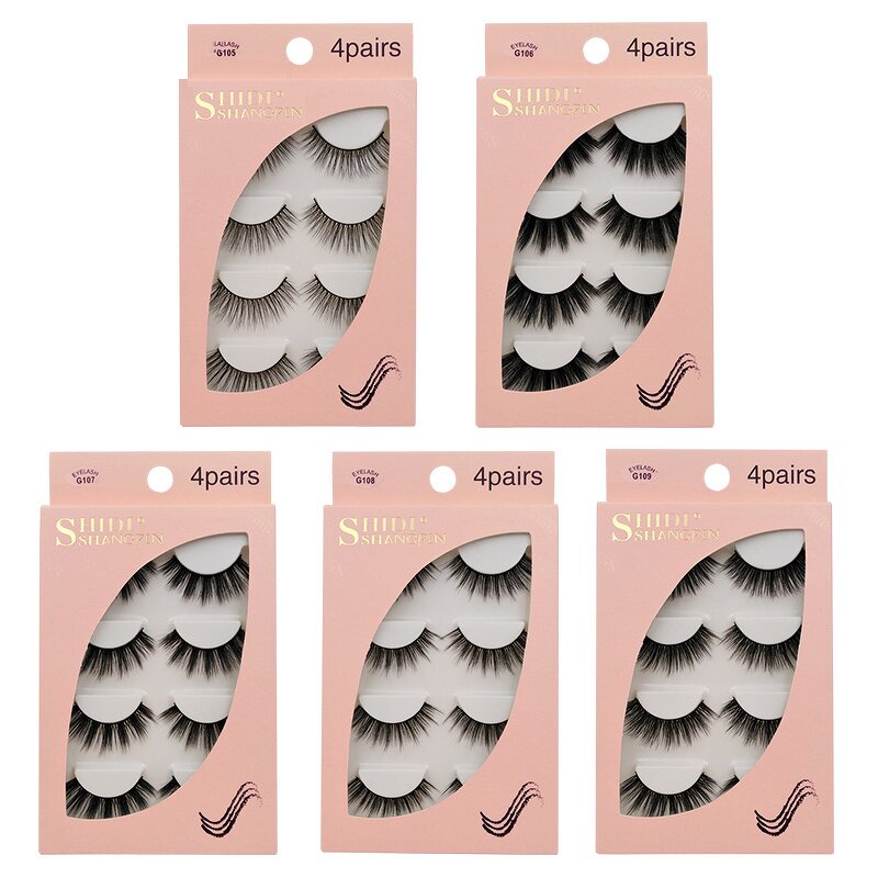 False Eyelashes Manufacturer - 4 Pairs Natural Thick 3D Mink Soft Long Extension