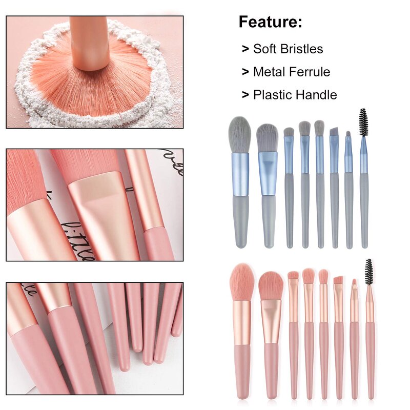 Makeup Brushes Set Manufacturer - Mini 8Pcs Travel Portable Soft Concealer Brush