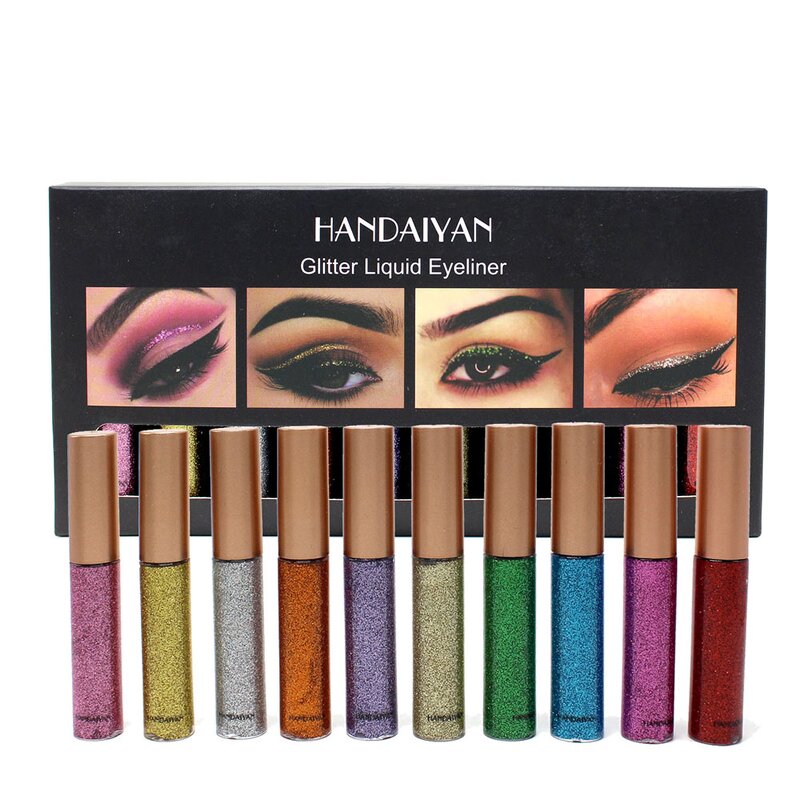 Liquid Eyeliner Manufacturer - HANDAIYAN 10pcs Glitter Sequin Waterproof Metallic