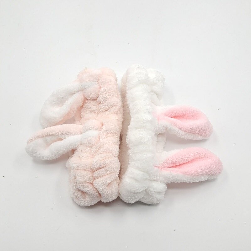Headband Manufacturer - Women's Cute Rabbit Ears Coral Fleece Plush Spa for Shower