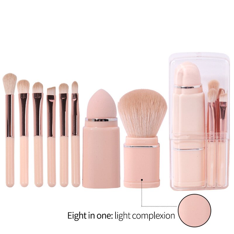 Makeup Brush Set Manufacturer - 8 in 1 Retractable Soft Mini Portable Powder Puff