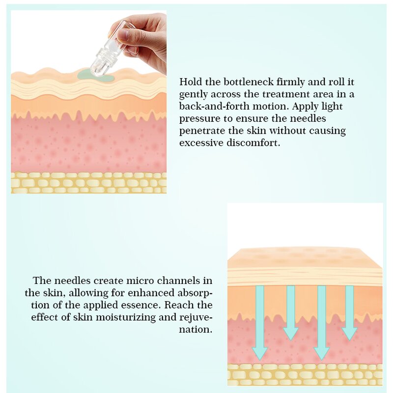 Gold Hydra Roller - Face 64 Pins with Glass Bottle Wrinkle Removal Injection