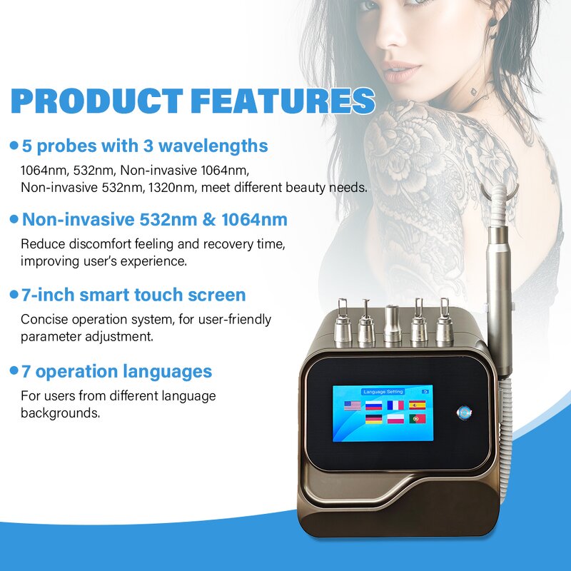 Picosecond Laser Machine - Hot Sale Tattoo Blackhead Removal 7 Languages Non-invasive