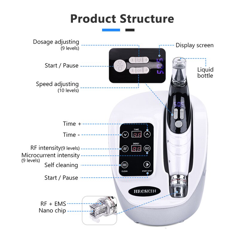 Needle Free Mesotherapy - EMS RF Nano Chip Hair Face Skin Electro Device