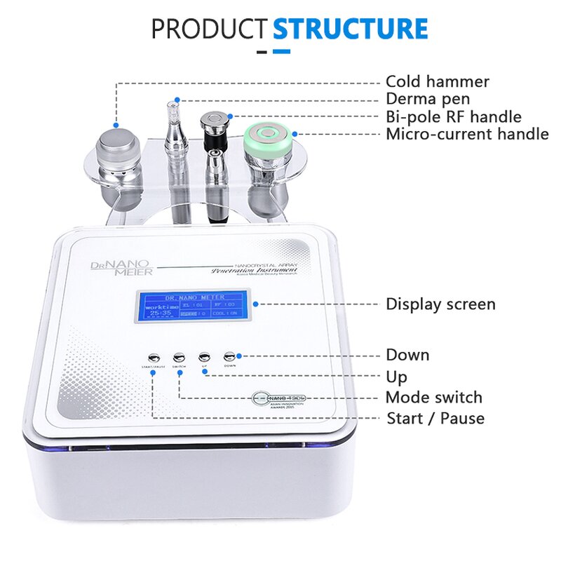 Derma Pen Mesotherapy - Nano Microneedling LED RF Microcurrent Face Lift Machine