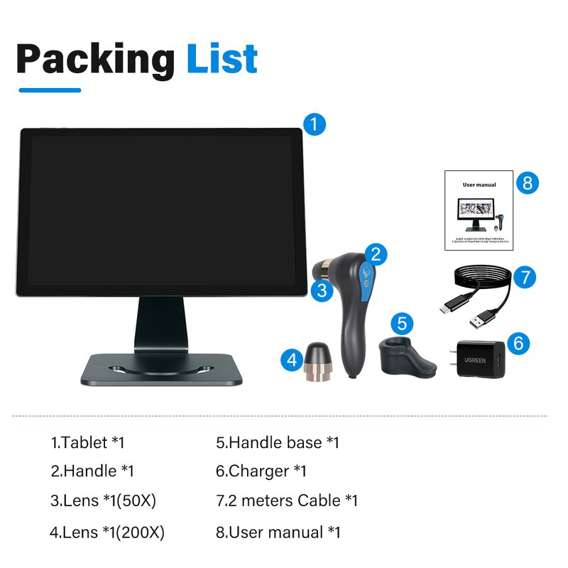AI Scalp Analyzer - New Tech Portable 3 Spectra Adjustable Screen Hair Device