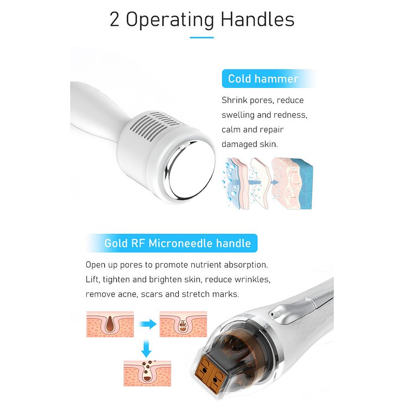 RF Microneedling Machine - Portable 2 in 1 Gold Radiofrequency Face Lift Acne Scar