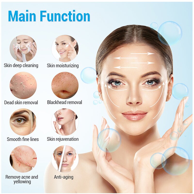 8in1 Hydra Facial Machine - Vertical Hot Vacuum Blackhead Removal Deep Cleaning