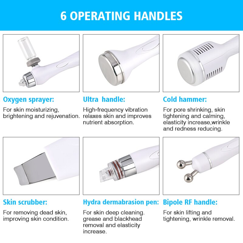 Hydro Dermabrasion Machine - Portable Water Hydra RF Aqua Skin Scrubber Blackhead Removal