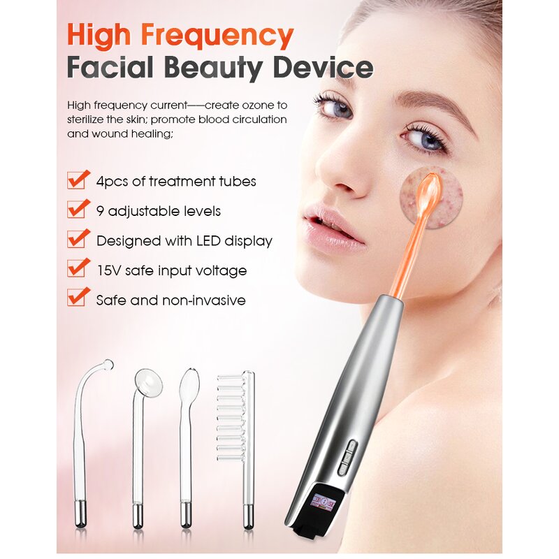 High Frequency Facial Wand - Portable Massager Beauty Wand for Skin Care