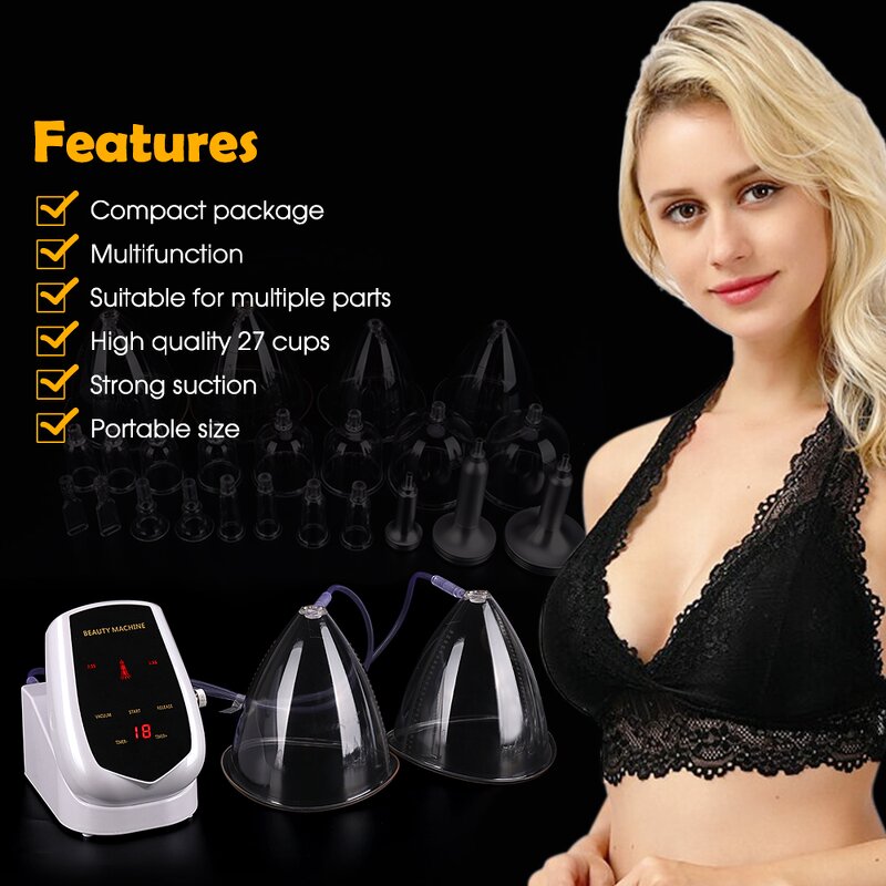 Vacuum Therapy Device - Portable Mini Butt Lift Breast Enlargement 27 Suction Cups