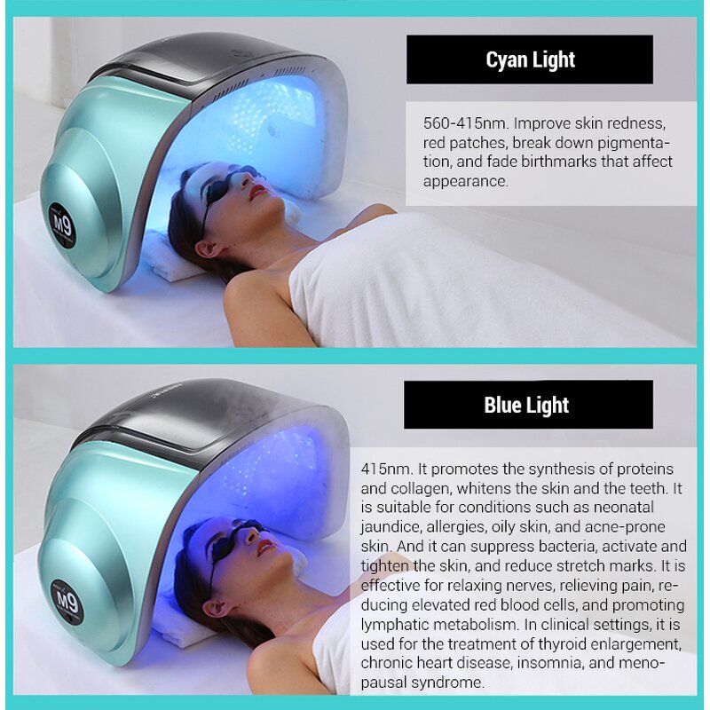 9-Color LED Light Therapy - UV NIR Lamp Hot Cold Nano Spray M9 Facial Machine