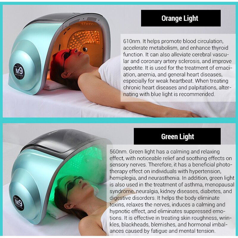 9-Color LED Light Therapy - UV NIR Lamp Hot Cold Nano Spray M9 Facial Machine