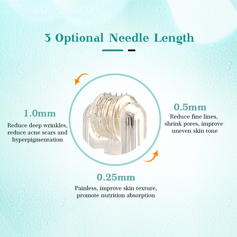 Gold Hydra Roller - Safe 64 Pin 0.25/0.5/1mm Skin Tightening Glass Bottle