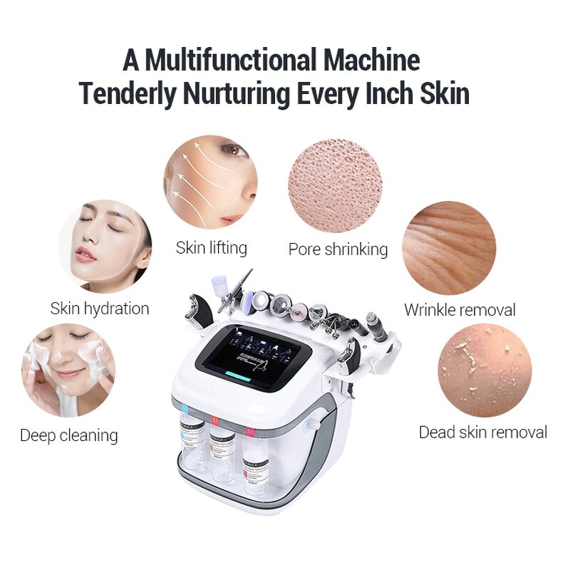 10 in 1 Hydra Aqua Peel Machine - Portable Hyro H2o2 Small Bubble Facial Device