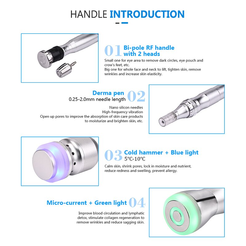 Derma Pen Mesotherapy - Nano Microneedling LED RF Microcurrent Face Lift Machine