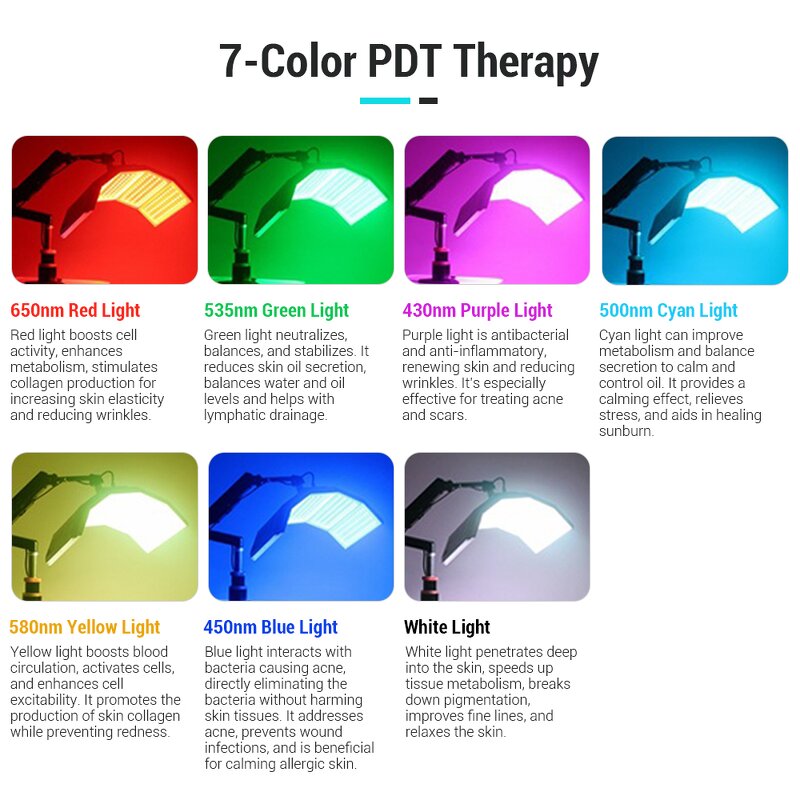 7 Color LED Light Therapy Machine - Professional Salon Facial PDT Beauty Device