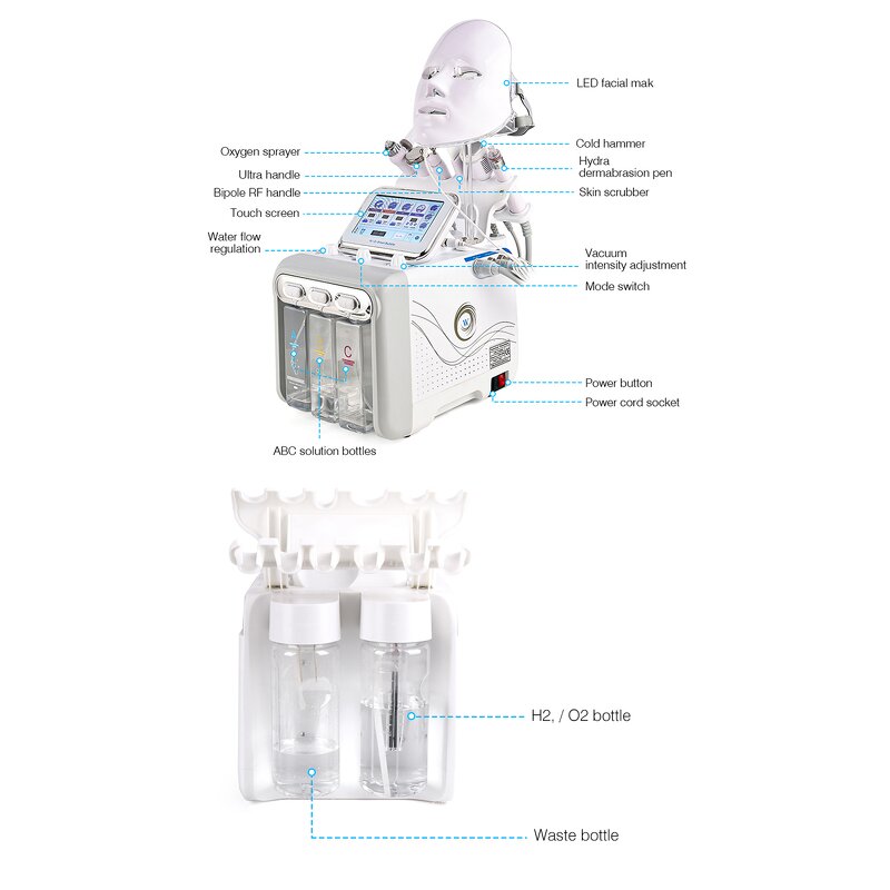 7 in 1 H2o2 Hydrodermabrasion - Ready Stock Small Bubble Hydro Oxygen Facial Machine