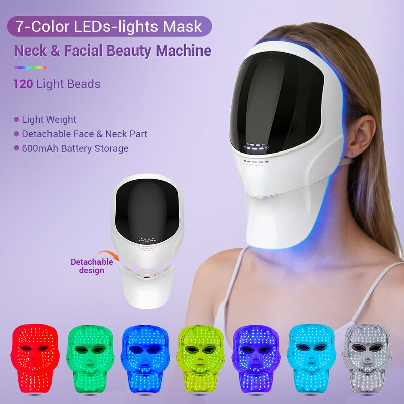 7 Color LED Mask - New Arrival Neck Facial Detachable Beauty Device for Home Use