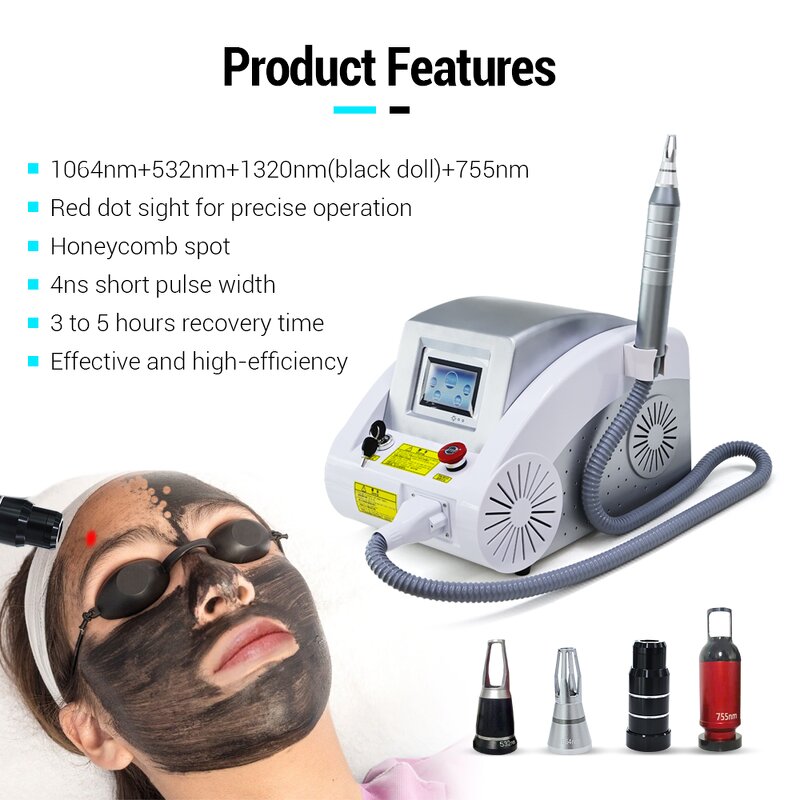 Picosecond Laser Tattoo Removal Machine - Portable 4 Heads Carbon Peel Blackhead Removal EN109C