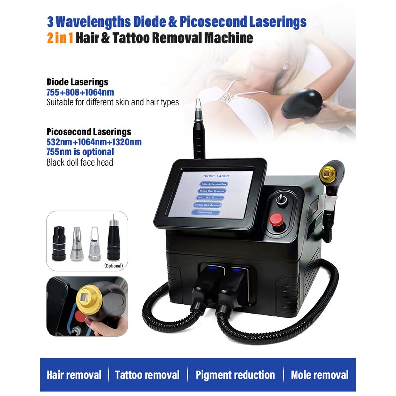 2 in 1 Laser Machine - Hot Selling Diode Picosecond Three Wavelengths Hair Removal